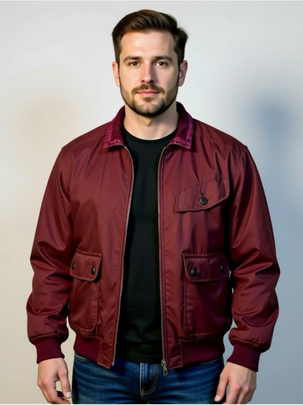 Abercrombie & Fitch Vintage Bomber Jacket Mens Large 90s Y2K Wool Lined Maroon